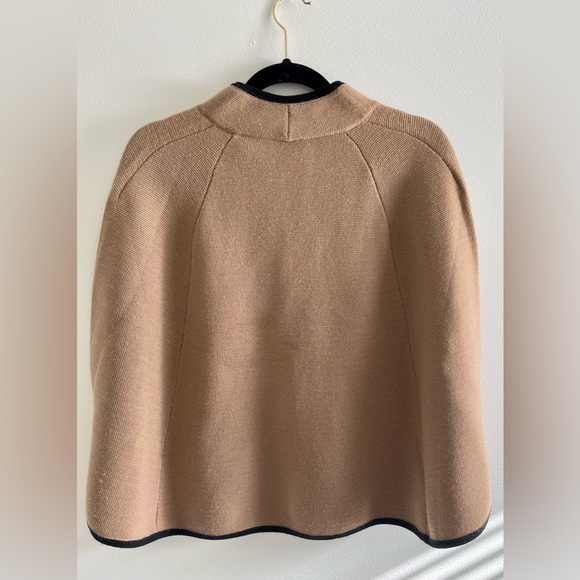 J Crew Merino Wool Poncho Tan and Black - Picture 8 of 9